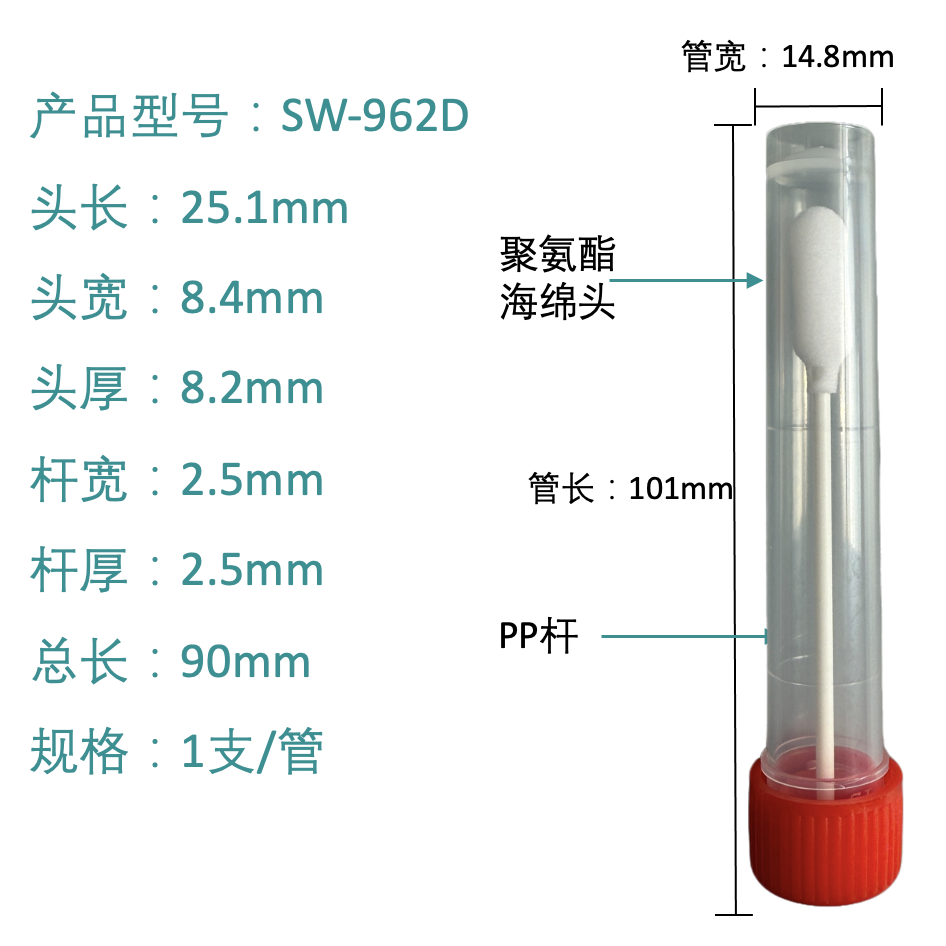 SW-962D precizni štapić za čišćenje (vrh od poliuretanske pjene)